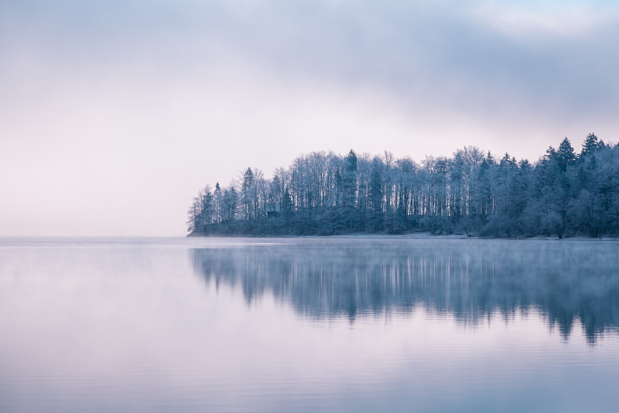 Misty lake in the early morning